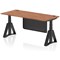 Air Modesty 1800mm Height Adjustable Cable Port Desk, Black Leg with Piste Foot and Modesty Panel, Walnut