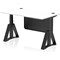 Air Modesty 1400mm Height Adjustable Cable Port Desk, Black Leg with Piste Foot and Modesty Panel, White