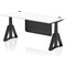 Air Modesty 1800mm Height Adjustable Cable Port Desk, Black Leg with Piste Foot and Modesty Panel, White