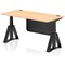 Air Modesty 1600mm Height Adjustable Cable Ports Desk, Black Leg and Modesty Panel, Maple