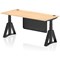 Air Modesty 1800mm Height Adjustable Cable Port Desk, Black Leg with Piste Foot and Modesty Panel, Maple