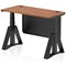 Air Modesty 1200mm Slim Height Adjustable Cable Ports Desk, Black Leg and Modesty Panel, Walnut