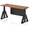 Air Modesty 1600mm Slim Height Adjustable Cable Ports Desk, Black Leg and Modesty Panel, Walnut