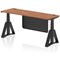 Air Modesty 1800mm Slim Height Adjustable Cable Ports Desk, Black Leg and Modesty Panel, Walnut