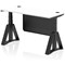 Air Modesty 1400mm Slim Height Adjustable Cable Ports Desk, Black Leg and Modesty Panel, White