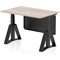 Air Modesty 1200mm Height Adjustable Desk, Black Leg with Piste Foot and Modesty Panel, Grey Oak
