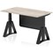 Air Modesty 1400mm Height Adjustable Desk, Black Leg with Piste Foot and Modesty Panel, Grey Oak