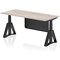Air Modesty 1800mm Height Adjustable Desk, Black Leg with Piste Foot and Modesty Panel, Grey Oak