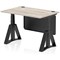 Air Modesty 1200mm Height Adjustable Cable Port Desk, Black Leg with Piste Foot and Modesty Panel, Grey Oak