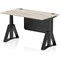 Air Modesty 1400mm Height Adjustable Cable Port Desk, Black Leg with Piste Foot and Modesty Panel, Grey Oak