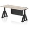 Air Modesty 1800mm Height Adjustable Cable Port Desk, Black Leg with Piste Foot and Modesty Panel, Grey Oak