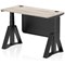 Air Modesty 1200mm Slim Height Adjustable Cable Ports Desk, Black Leg and Modesty Panel, Grey Oak
