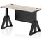 Air Modesty 1400mm Slim Height Adjustable Cable Ports Desk, Black Leg and Modesty Panel, Grey Oak