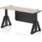 Air Modesty 1600mm Slim Height Adjustable Cable Ports Desk, Black Leg and Modesty Panel, Grey Oak