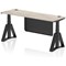 Air Modesty 1800mm Slim Height Adjustable Cable Ports Desk, Black Leg and Modesty Panel, Grey Oak