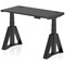 Air 1200mm Slim Height Adjustable Cable Ports Desk, Black Leg with Piste Foot, Black