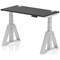 Air 1200mm Slim Height Adjustable Cable Ports Desk, Silver Leg with Piste Foot, Black