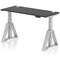 Air 1400mm Slim Height Adjustable Cable Ports Desk, Silver Leg with Piste Foot, Black