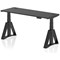 Air 1600mm Slim Height Adjustable Cable Ports Desk, Black Leg with Piste Foot, Black