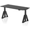 Air 1800mm Height Adjustable Cable Port Desk, Black Leg with Piste Foot, Black