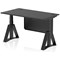 Air Modesty 1400mm Height Adjustable Cable Port Desk, Black Leg with Piste Foot and Modesty Panel, Black