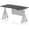 Air Modesty 1600mm Height Adjustable Cable Ports Desk, Silver Leg and Modesty Panel, Black