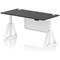 Air Modesty 1600mm Height Adjustable Cable Ports Desk, White Leg and Modesty Panel, Black