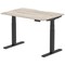 Air 1200mm Scalloped Edge Height Adjustable Desk, Black Leg, Grey Oak
