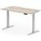 Air 1400mm Scalloped Edge Height Adjustable Desk, Silver Leg, Grey Oak