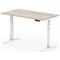 Air 1400mm Scalloped Edge Height Adjustable Desk, White Leg, Grey Oak