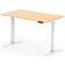Air 1400mm Scalloped Edge Height Adjustable Desk, White Leg, Maple