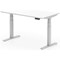 Air 1400mm Scalloped Edge Height Adjustable Desk, Silver Leg, White