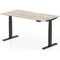 Air 1600mm Scalloped Edge Height Adjustable Desk, Black Leg, Grey Oak