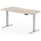 Air 1600mm Scalloped Edge Height Adjustable Desk, Silver Leg, Grey Oak