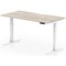 Air 1600mm Scalloped Edge Height Adjustable Desk, White Leg, Grey Oak