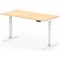 Air 1600mm Scalloped Edge Height Adjustable Desk, White Leg, Maple
