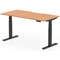 Air 1600mm Scalloped Edge Height Adjustable Desk, Black Leg, Oak