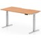 Air 1600mm Scalloped Edge Height Adjustable Desk, Silver Leg, Oak