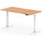 Air 1600mm Scalloped Edge Height Adjustable Desk, White Leg, Oak