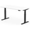 Air 1600mm Scalloped Edge Height Adjustable Desk, Black Leg, White