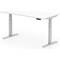 Air 1600mm Scalloped Edge Height Adjustable Desk, Silver Leg, White