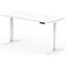 Air 1600mm Scalloped Edge Height Adjustable Desk, White Leg, White