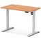 Air Lite 1000mm Slim Height Adjustable Office Desk, Silver Leg, Beech