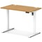 Air Lite 1000mm Slim Height Adjustable Office Desk, White Leg, Oak