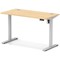 Air Lite 1200mm Slim Height Adjustable Office Desk, Silver Leg, Maple