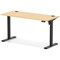 Air Lite 1400mm Slim Height Adjustable Office Desk, Black Leg, Maple