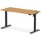 Air Lite 1400mm Slim Height Adjustable Office Desk, Black Leg, Oak