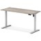 Air Lite 1400mm Slim Height Adjustable Office Desk, Silver Leg, Grey Oak