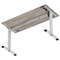 Air Lite 1400mm Slim Height Adjustable Office Desk, Silver Leg, Grey Oak