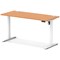 Air Lite 1400mm Slim Height Adjustable Office Desk, White Leg, Beech